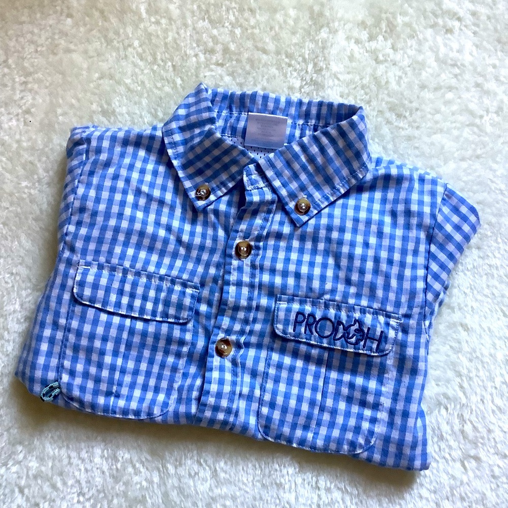 Prodoh Blue Gingham Fishing Shirt - Sz 4T